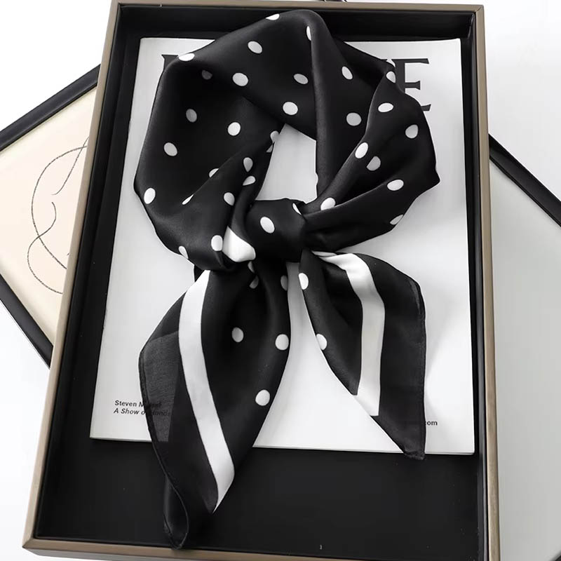 Scarf Silk Square - Luxury Lady Hair Dot Scarf Female