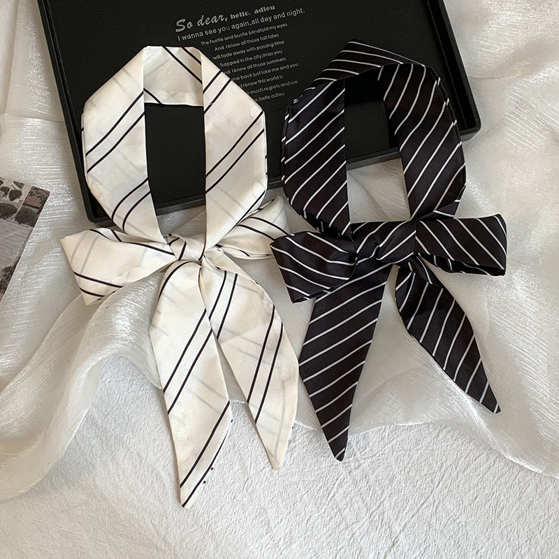 Summer new striped silk scarf  - đánh giá và giá Silk Tie Striped