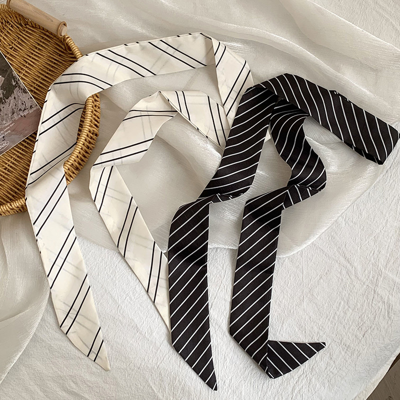 Summer new striped silk scarf  - đánh giá và giá Silk Tie Striped